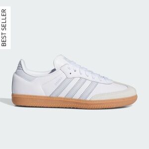 Women’s Size 6 Adidas Samba OG White & Blue Sneakers